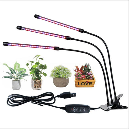1/2/3/4 Head LED Plant Grow Light — Clip-On Full Spectrum Lamp with USB, Dimmable, Timer & 3-Color Switching for Indoor Plants