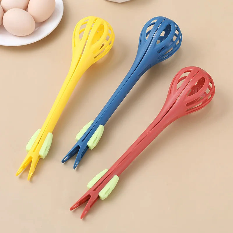Multifunctional Kitchen Tool Set – Manual Egg Beater, Whisk, Milk Mixer, Pasta Tongs & Food Clips for Baking and Cooking