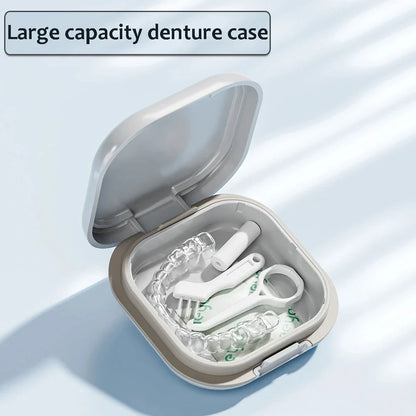 Portable Braces and Mouth Guard Case – Slim Night Denture Holder with Lid for Teeth Aligners and Orthodontic Supplies