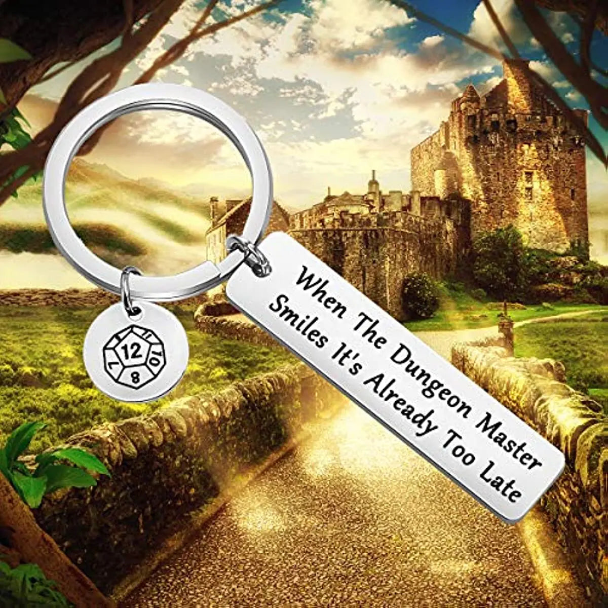 “When The Dungeon Master Smiles” Keychain – Funny DND Gift for Dungeon Master, D&D Gamer Boyfriend