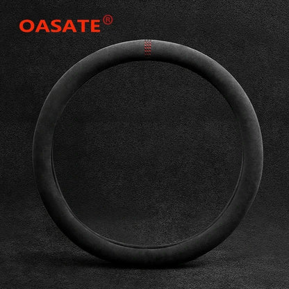 All-Season Suede Steering Wheel Cover — Ultra-Thin, Non-Slip, Breathable Fit for Round & D-Shaped Wheels