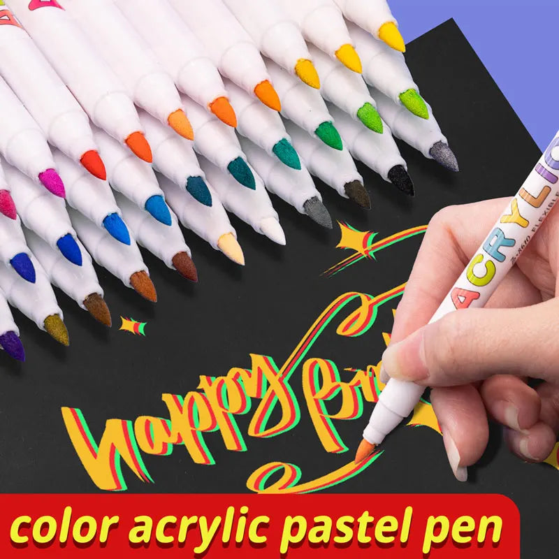 18/60-Color Acrylic Paint Pens – Brush Marker Set for Rock Painting, Glass, Ceramic, Fabric & DIY Art Supplies