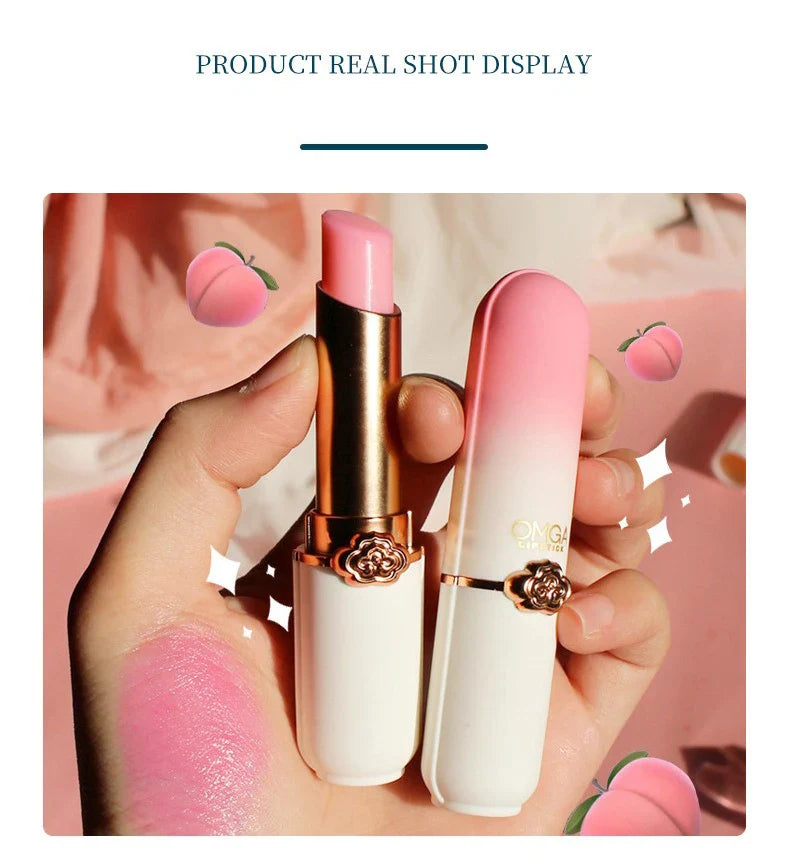 Peach Color-Changing Jelly Lipstick – Moisturizing, Non-Stick Cup Warm Lip Balm