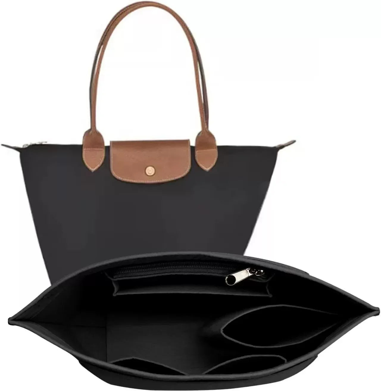Longchamp Le Pliage S/ML Purse Organizer Insert — Custom Felt Liner with Multi-Compartment Bag Organizer
