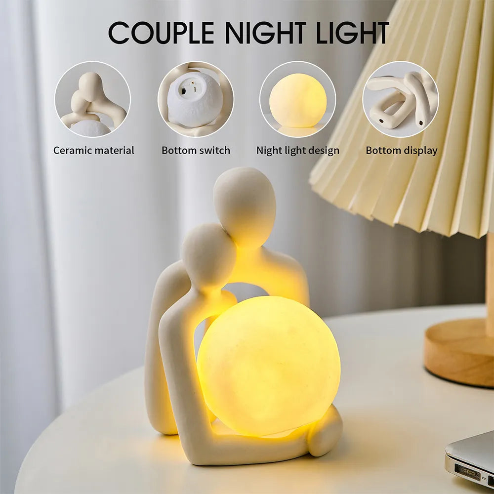 Nordic Home Decor Couple Statue - Ceramic Modern Art Figurines for Living Room and Bedroom Ornaments