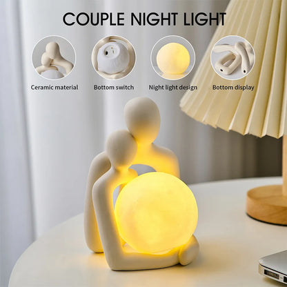Nordic Home Decor Couple Statue - Ceramic Modern Art Figurines for Living Room and Bedroom Ornaments