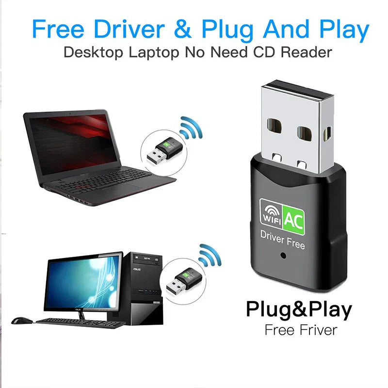 600Mbps USB WiFi Adapter – Dual Band 2.4GHz/5GHz WiFi Dongle, 802.11AC Wireless Network Card for PC