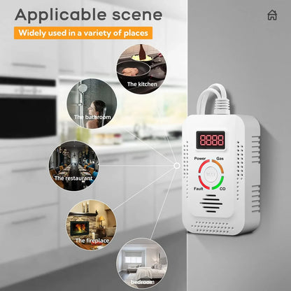Natural Gas and Carbon Monoxide Detector - Combustible Gas Leak Monitor for CO, LPG, Methane, Kitchen Safety
