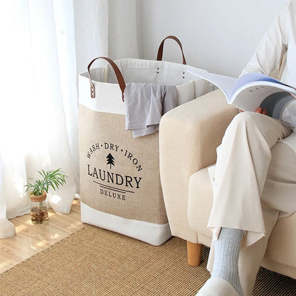 Large Capacity Fabric Laundry Basket — Foldable Dirty Clothes Storage Bin, Portable Household Storage Box