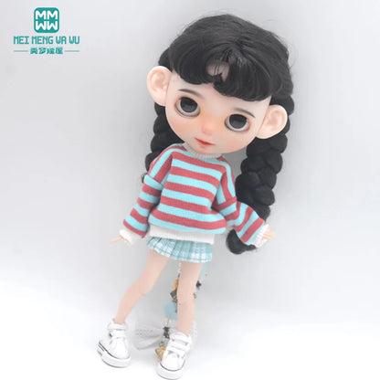 Blythe Doll Accessories Set – Fashion Sweatshirt, Shoe Covers & Sneakers for Blythe & Azone Dolls, Christmas Gift