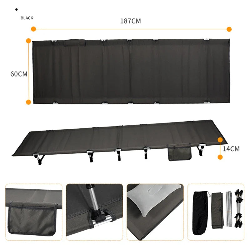 Portable Foldable Camping Cot - Single Person Outdoor Folding Bed, 330LB Capacity, Compact for Picnic & Camping