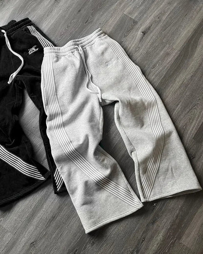Y2K Gray Wide-Leg Cargo Pants - Vintage Tactical Drawstring Jogger Streetwear for Men & Women