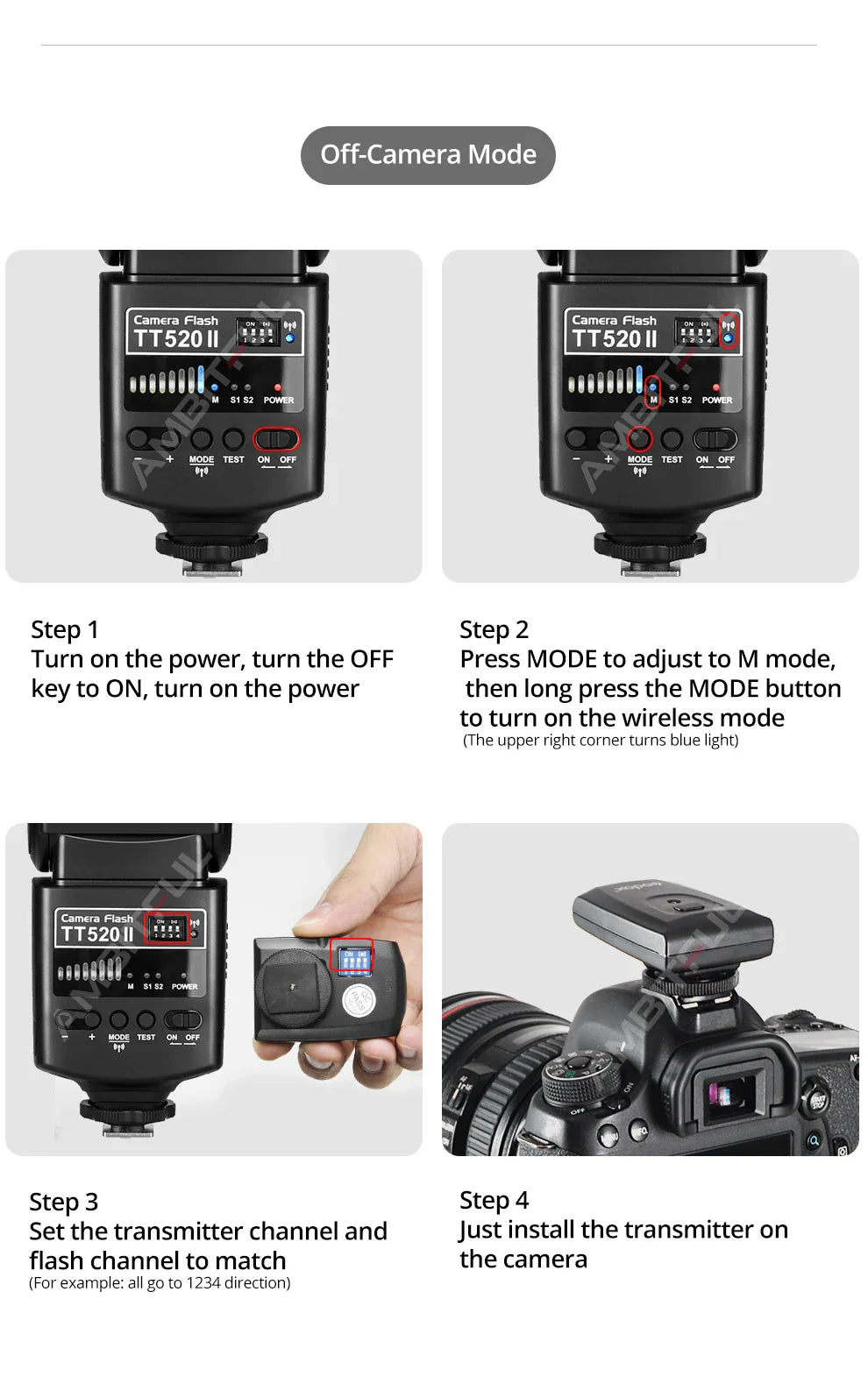 Godox TT520II Camera Flash – Built-in 433MHz Wireless Speedlite for Canon, Nikon, Pentax, Olympus DSLR Cameras
