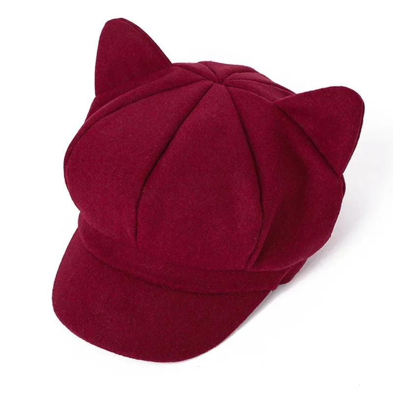 Autumn Winter Wool Newsboy Cap – Solid Octagonal Beret Hat for Women & Men, Casual Painter Style