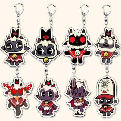 Funny Dark Video Game Sheep Keychain – Cute Lamb & Goat Bag Accessory Gamer Gift