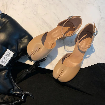 Women’s Modern Round Toe High Heel Pumps – Leather Square Split Toe Sandals & Mary Jane Heels for Spring Summer