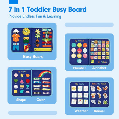 Montessori Toddler Busy Board – Educational Travel Toy for Motor Skills & Baby Learning, Perfect Christmas Gift