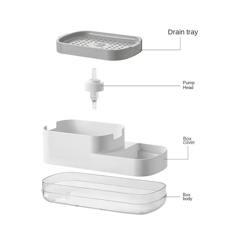 Automatic Soap Dispenser Bottle: Kitchen Sponge Brush Storage Box with Manual Soap Dispenser - Convenient Solution for Kitchen Hygiene