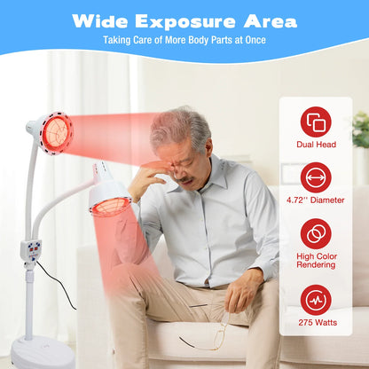 275W Dual-Head Infrared Heat Lamp – Electric Baking Lamp with 360° Adjustable Temperature & Remote Control