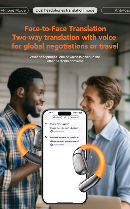 ERAZER XF31 AI Translator Earphones - Bluetooth Translation Earbuds, Sleep ASMR Headset, DIY APP, Wireless Open-Back Headphones
