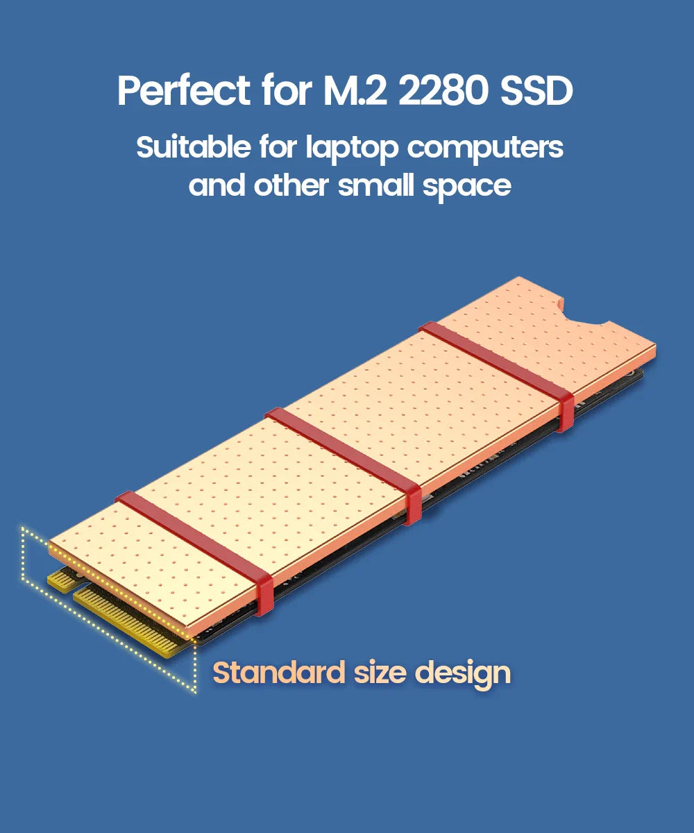 JEYI Copper M.2 Heatsink - NVMe 2280 SSD Cooler with Thermal Silicone Pad for Laptop & Desktop