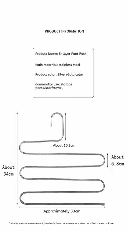 5-Layer Multi-Functional Clothes Hanger – Non-Slip Pant Storage Rack for Hanging & Organizing
