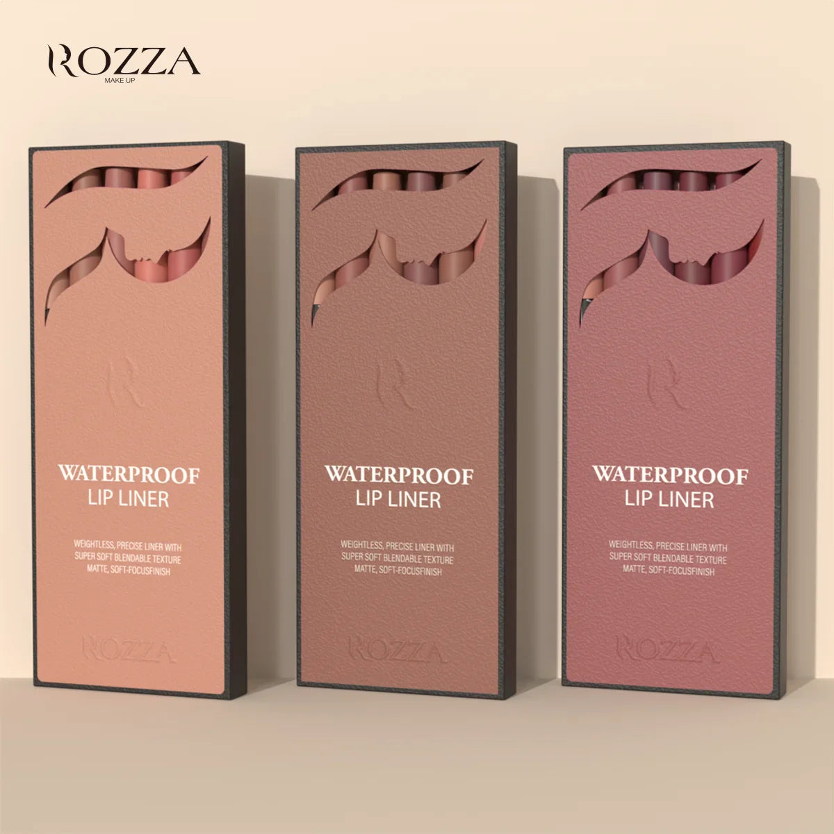 Rozza Waterproof Matte Lip Liner Pencil Set – Weightless, Precise, Super Soft & Blendable