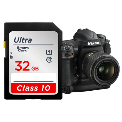 High-Speed SD Memory Card — 16GB/32GB/64GB/128GB/256GB V10 Flash Card for Cameras