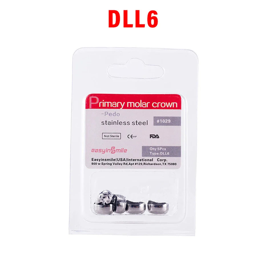 5PCS EASYINSMILE Kids Stainless Steel Dental Crowns – Primary Molar Teeth Refill D2-D7