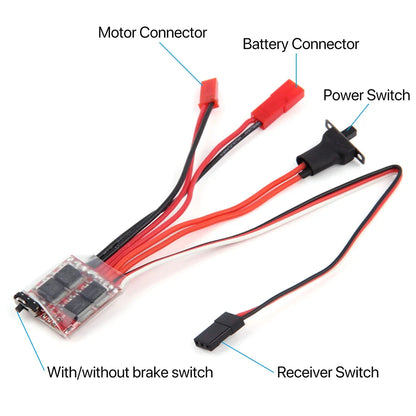 Micro ESC 20A 30A Brushed Electric Speed Controller – RC ESC for 2S 4-8V, DIY Mini 1/16 1/18 1/24 RC Car, Boat, Tank w/Brake