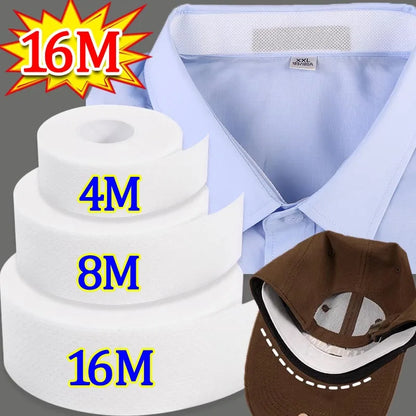 8/16M Hat & Shirt Collar Anti-Dirty Protector – Self-Adhesive Disposable Sweat-Absorbent Fixing Tape for Grime Protection