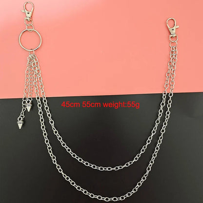 Punk Street Moon & Star Keychain – Goth Skull Rivet Waist Chain for Jeans, Unisex Rock Accessories
