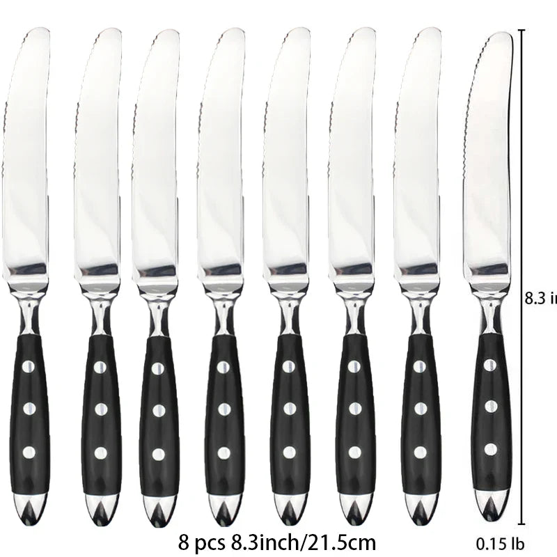 Classic Elegant Stainless Steel Cutlery Set – Fork, Spoon, Knife & Teaspoon Full Dining Steak Dinnerware Collection