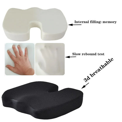 Memory Foam Seat Cushion – Office Chair & Home Use, Ergonomic Pillow for Back Pain Relief