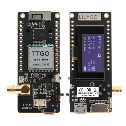 LILYGO® TTGO LoRa32 V2.1 ESP32 Wireless Module – 433/868/915MHz, OLED 0.96 Inch, Bluetooth, WiFi, SD Card, SMA