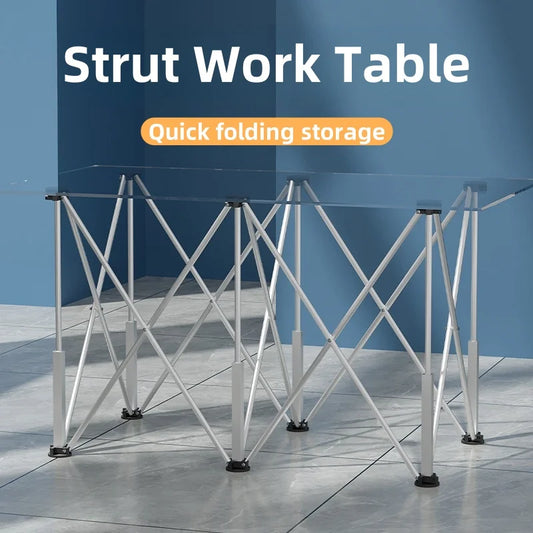 ALLSOME Stainless Steel Telescopic Strut Work Table – Portable Adjustable Sawhorse Support Workbench for Woodworking, Construction & Workshop Use