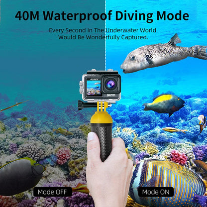 AUSEK S81TRW 5K Action Camera – 4K60FPS, 48MP, EIS, 5X Zoom, 1080P Webcam, Wi-Fi Vlog Sports Cam with Remote & Optional Filters