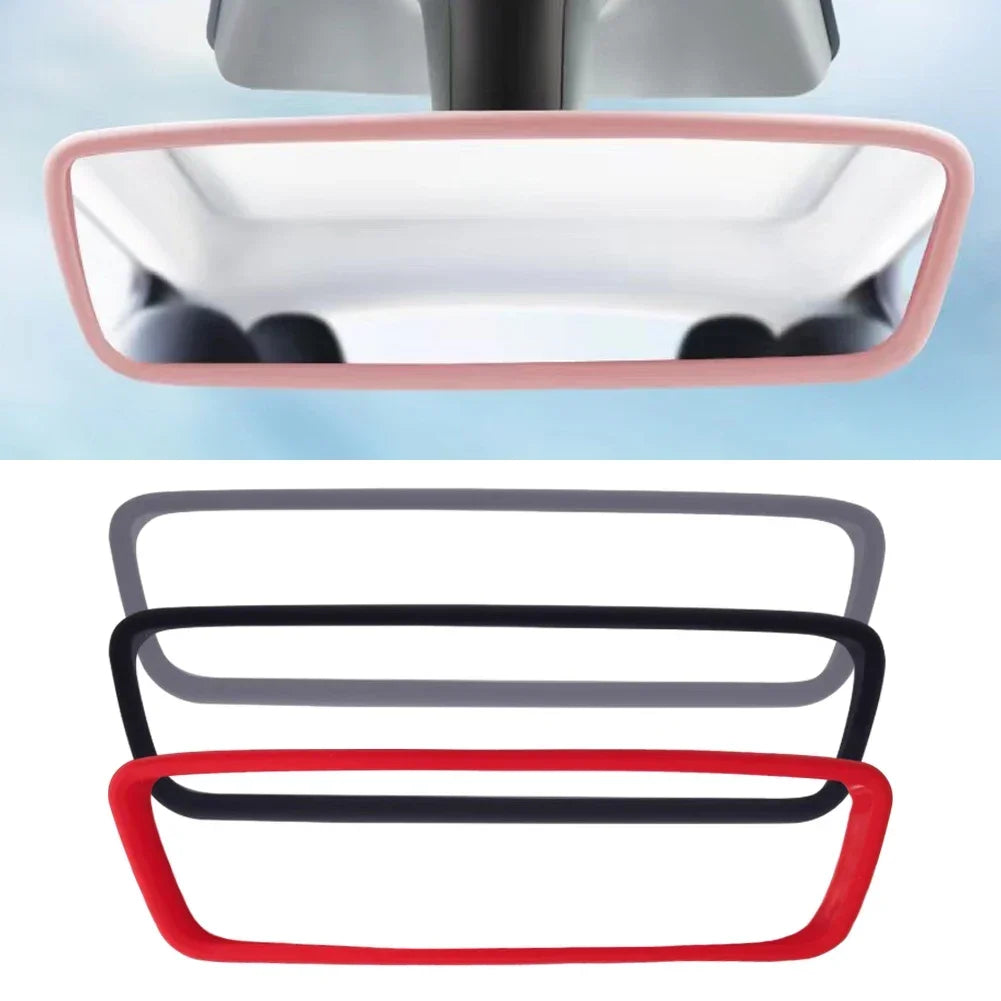 Silicone Rearview Mirror Protector Frame for Tesla Model 3/Y/S/X — Interior Console Cover Rubber Case Accessory