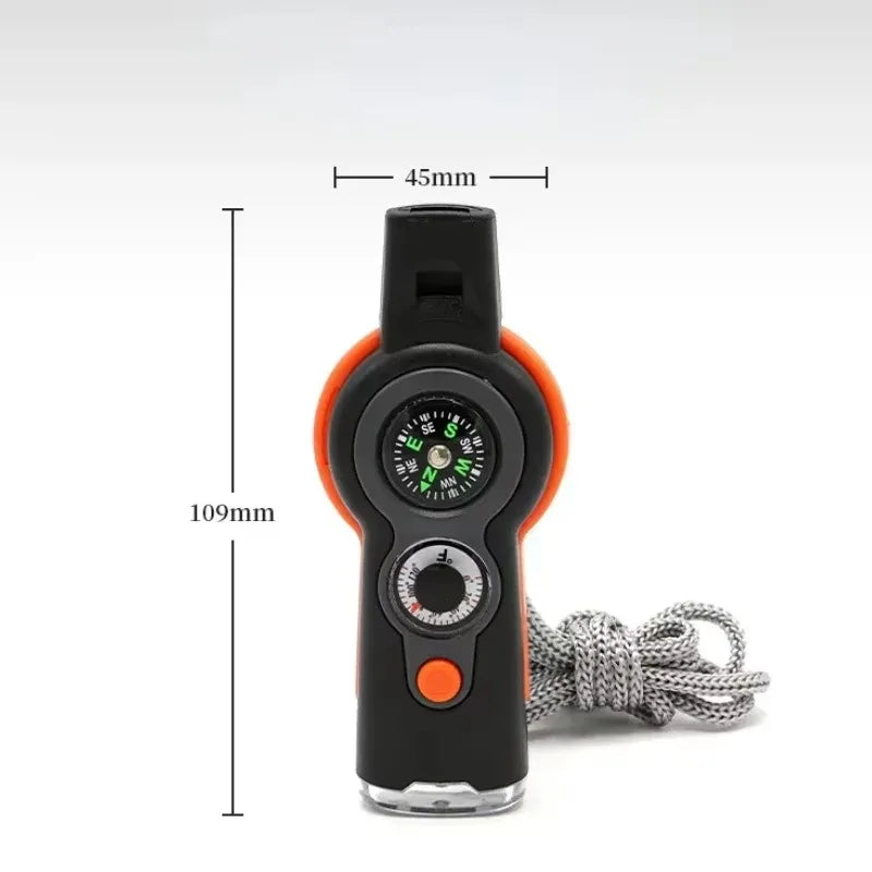 7-in-1 Outdoor Survival Whistle – Emergency Camping & Hiking Rescue Tool