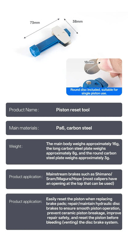 Durable Steel Bike Brake Pad Spreader Tool — 360° Rotatable Hydraulic Disc Caliper Piston Reset & Extension Tool