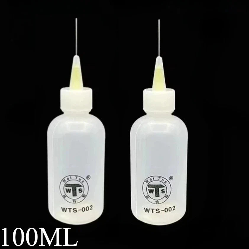 50ml Empty Plastic Precision Needle Bottle – Rosin Flux & 502 Glue Dispenser for Soldering, iPhone Repair & Electronics Tools