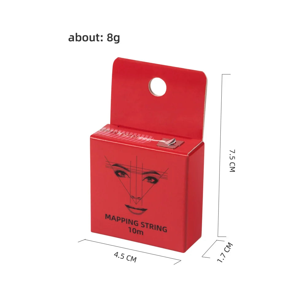 10m Pre-Inked Mapping String for Eyebrows – Microblading & PMU Marker Thread in Box for Tattoo Brow Mapping