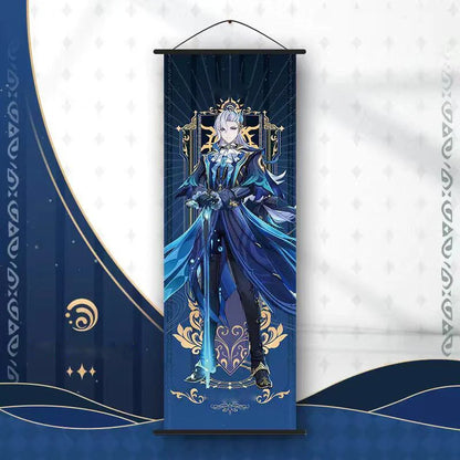 Hot Game Impact Scroll Canvas – Cartoon Heroes Wall Hanging Poster for Cosplay, Halloween, Xmas Decor & Gifts