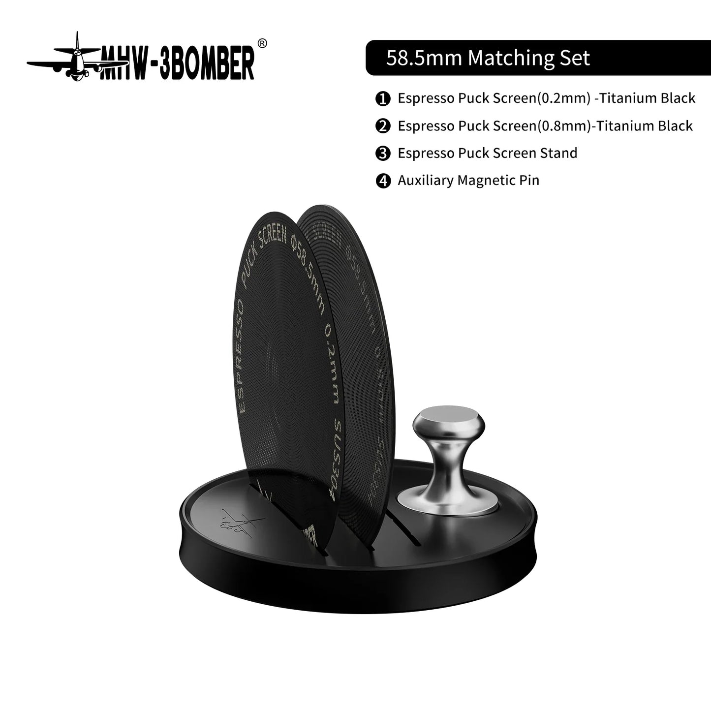 MHW-3BOMBER Espresso Puck Screen – 51/53/58.5mm Reusable Stainless Steel Coffee Filter, 0.8/0.2mm Thickness Coffee Tool