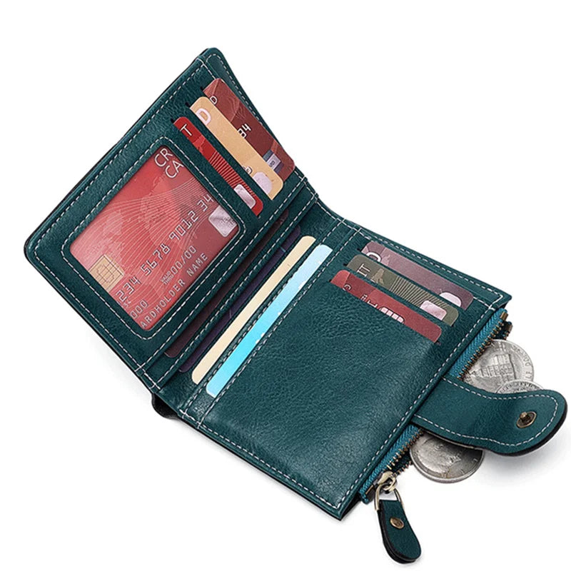Women’s Short PU Wallet – Simple Plain Clutch, Casual Trendy Card Holder & Multifunctional Coin Bag for Daily Use