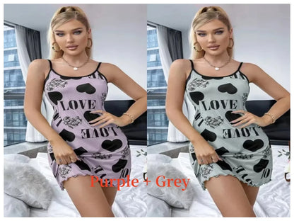 Women’s Cute Cartoon Nightgown - Sexy Halter Back Summer Pajamas & Home Wear Short Dress