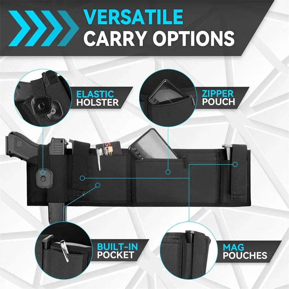 Belly Band Gun Holster - Concealed Carry Waist Pistol Holster for Hunting, Fitness & Self-Defense