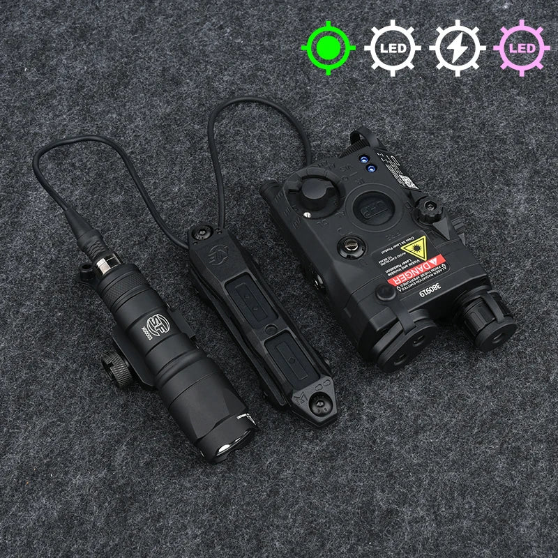 Tactical Surefir M300A/M600C Flashlight — Nylon PEQ-15 Battery Box with Dual Control Switch, Fits 20MM Rail