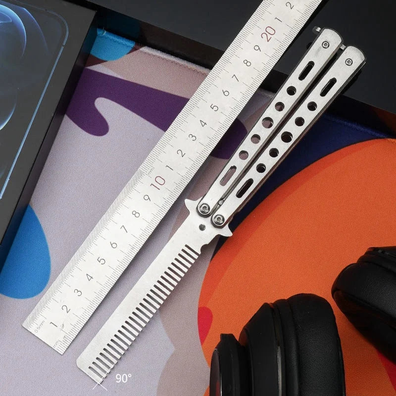 Butterfly Folding Comb for Men - Portable Metal Tip Comb, Convenient Carry Design