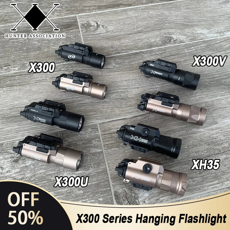 Tactical Surefire X300/X300U/X300V/XH35 LED Pistol Light – Metal Strobe, 20mm Rail Mount, Airsoft & Hunting Flashlight